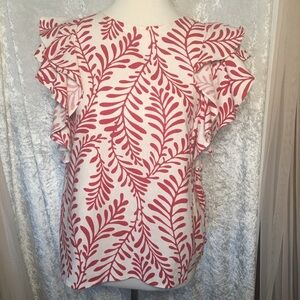 Who What Where Linen blend Top with ruffle sleeves Size M